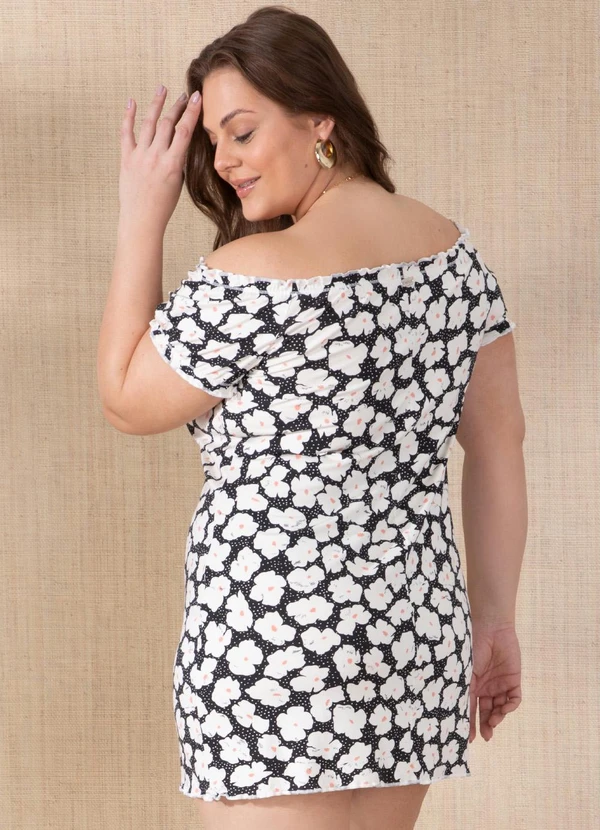 Quintess - Vestido Floral Preto com Babadinhos 12