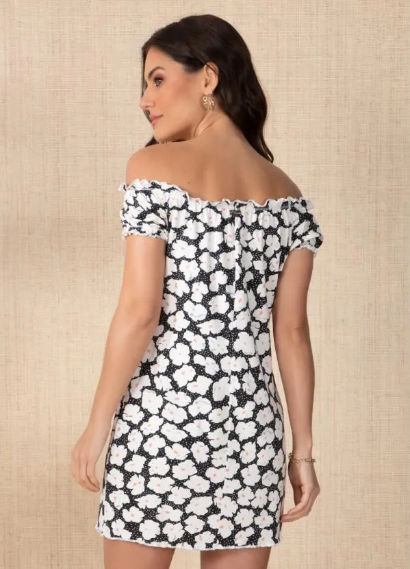 Quintess - Vestido Floral Preto com Babadinhos 2