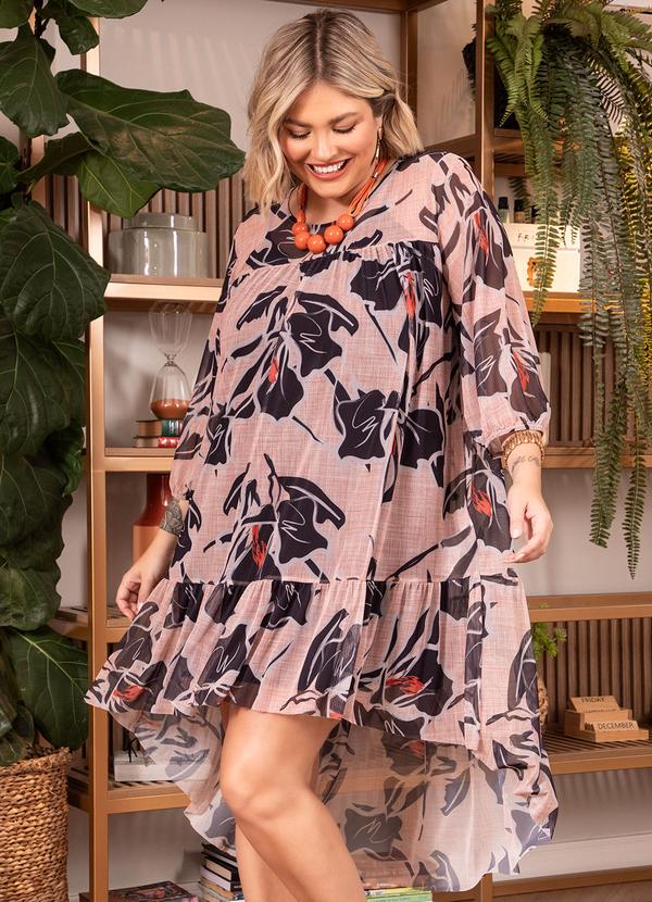 Quintess - Vestido Floral Preto em Tule 4