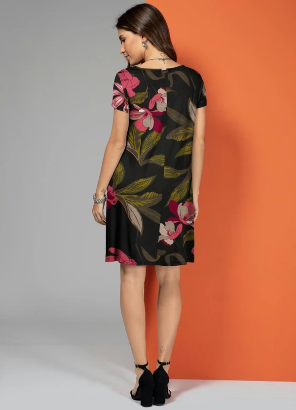 Quintess - Vestido Floral Rosa com Bolsos e Mangas Curtas 10