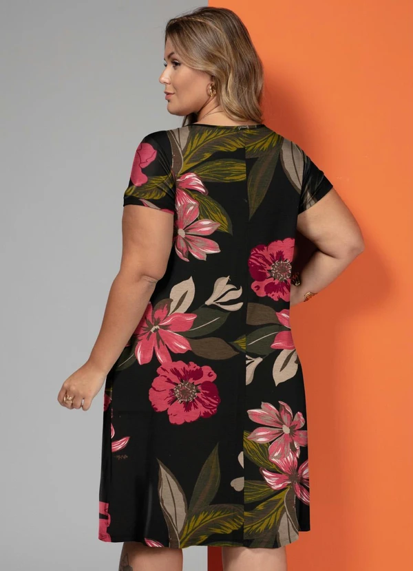 Quintess - Vestido Floral Rosa com Bolsos e Mangas Curtas 12