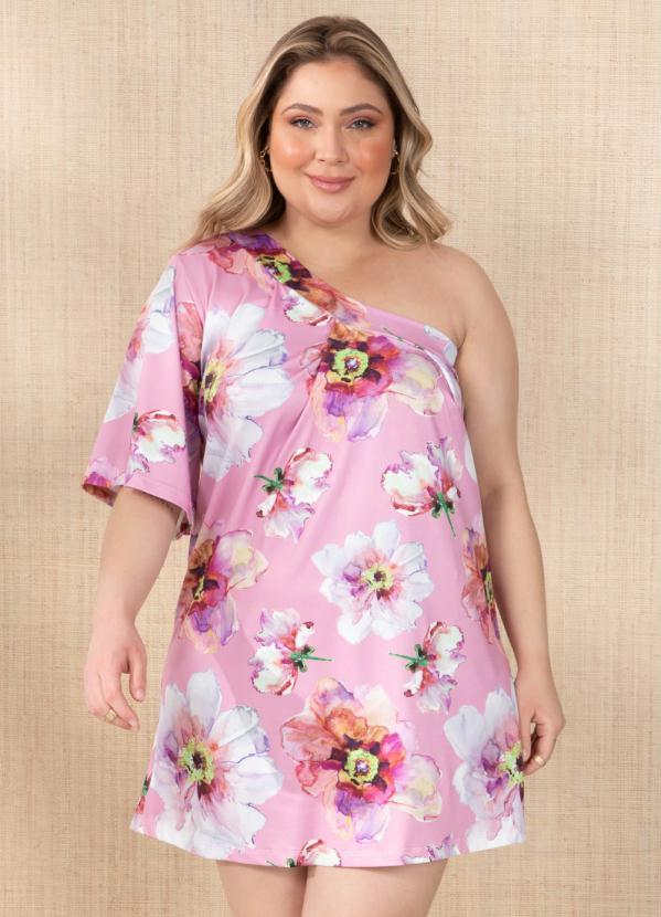 Queima Estoque - Vestido Floral Rosa com Uma Manga Só 7