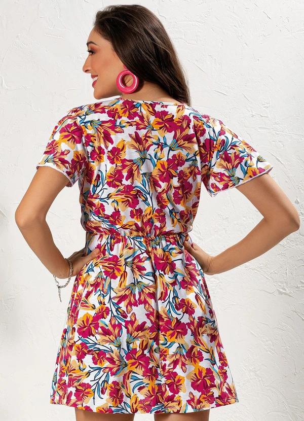 Moda Pop - Vestido Floral Rosa em Malha 2