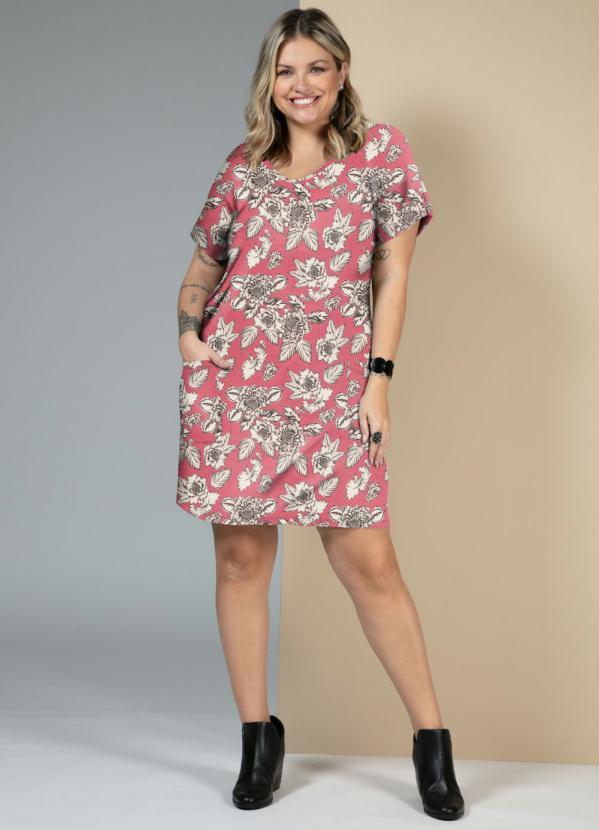 Quintess - Vestido Floral Rosa Soltinho com Bolsos 7