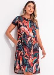 Vestido Floral Savana com Bolsos e Mangas Curtas