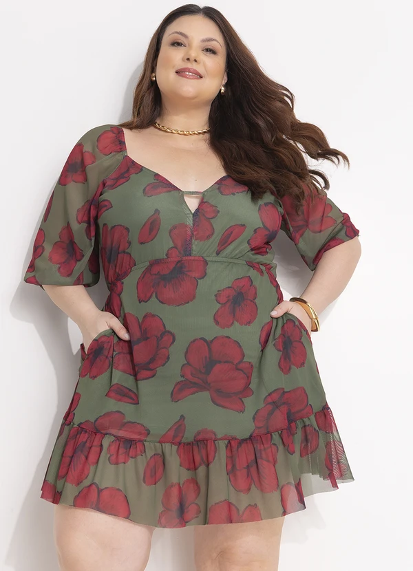 Quintess - Vestido Floral Silvestre em Tule