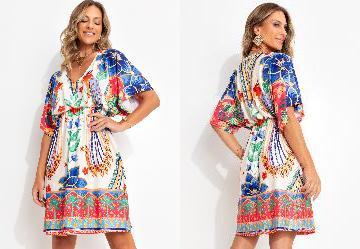 Vestido Floral Tropical em Malha Fria