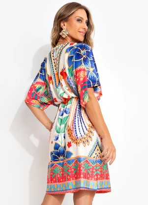 Quintess - Vestido Floral Tropical em Malha Fria - QUINTESS