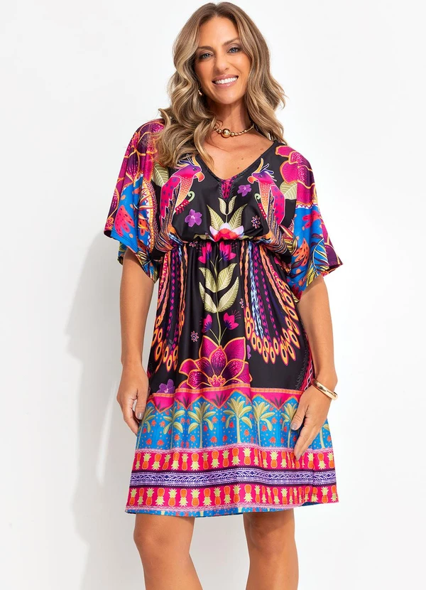 Quintess - Vestido Floral Tropical em Malha Fria 9
