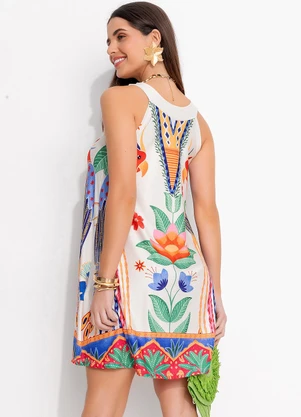 Quintess - Vestido Floral Tropical em Malha Fria - QUINTESS