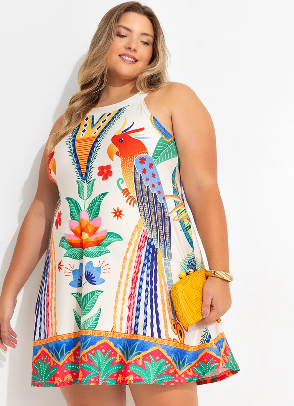 Quintess - Vestido Floral Tropical em Malha Fria 14