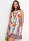 Quintess - Vestido Curto Decote Trapézio Floral Azul - variação: Floral Tropical