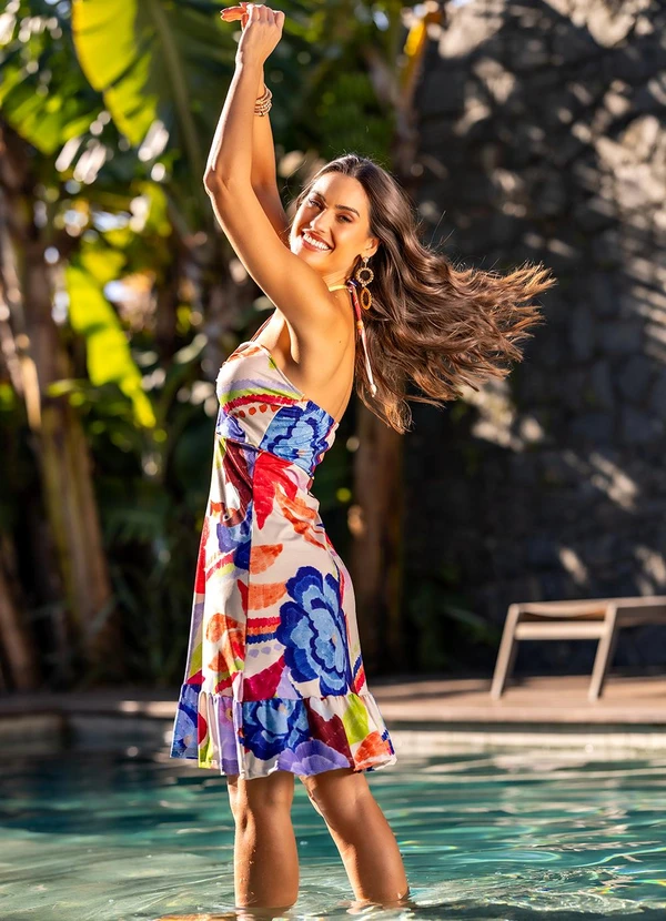 Quintess - Vestido Floral Tropical Tucanos em Malha Fria 2