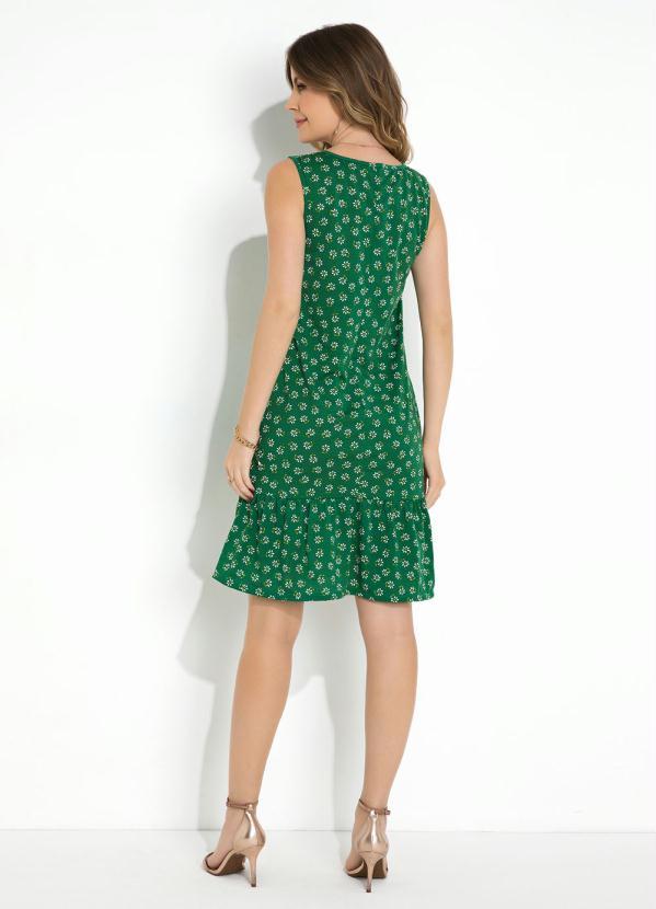 Moda Pop - Vestido Floral Verde com Babado na Barra 5