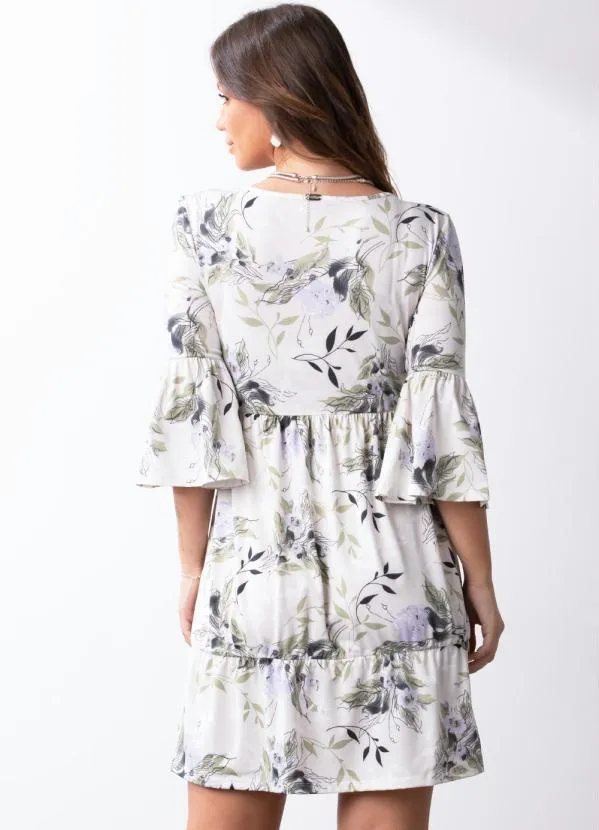 Quintess - Vestido Floral Verde com Franzidos 2