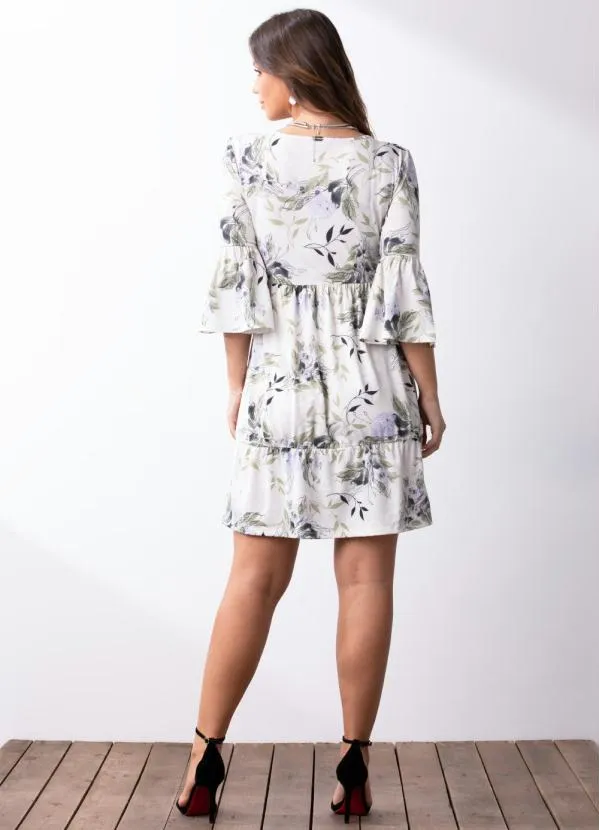 Quintess - Vestido Floral Verde com Franzidos 4