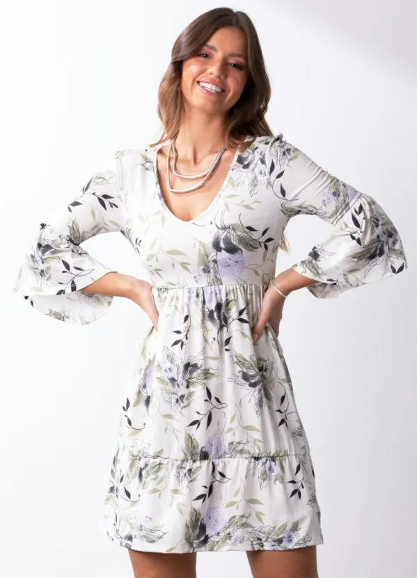 Quintess - Vestido Floral Verde com Franzidos 7