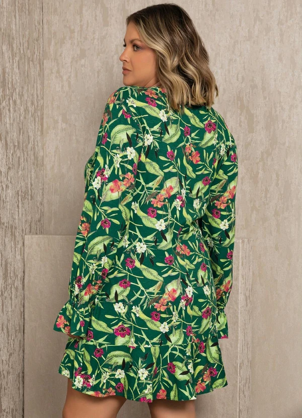 Quintess - Vestido Floral Verde Soltinho com Bolsos 8