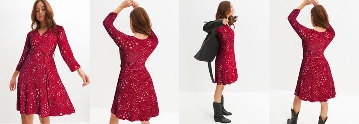 Vestido Floral Vermelho em Malha de Viscose