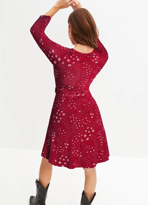 bonprix - Vestido Floral Vermelho em Malha de Viscose 4