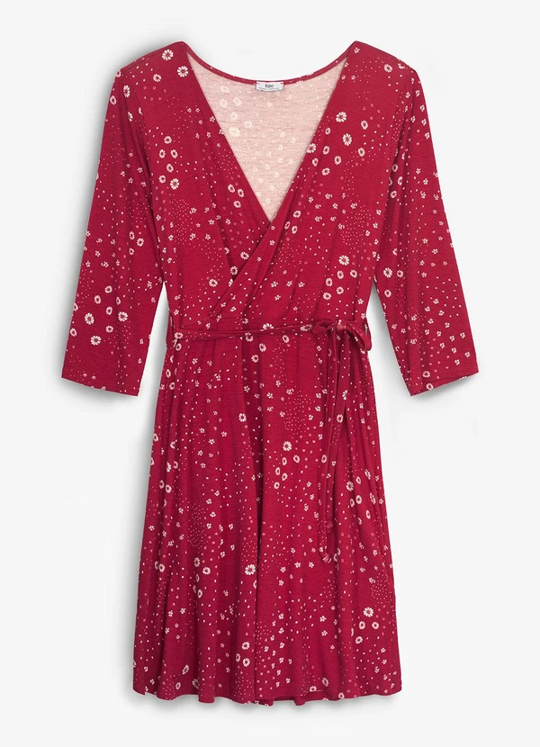 bonprix - Vestido Floral Vermelho em Malha de Viscose 7