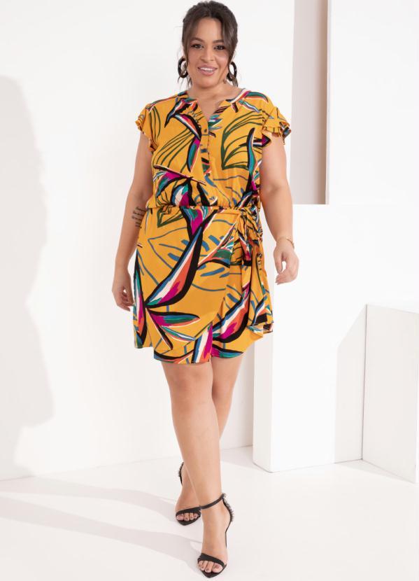 Outlet - Vestido Floral Vibrante com Sobreposição 10