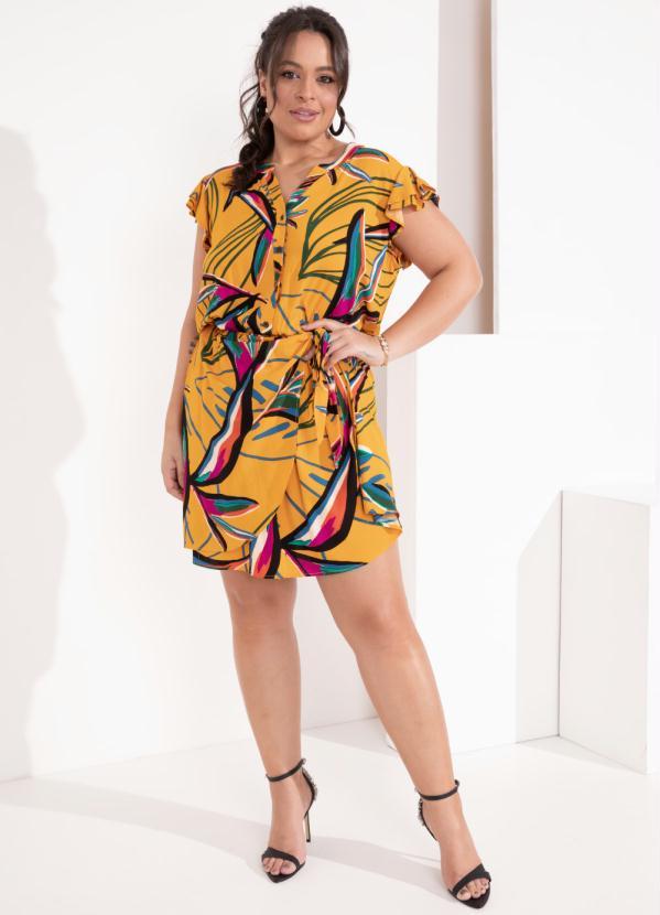 Outlet - Vestido Floral Vibrante com Sobreposição 12