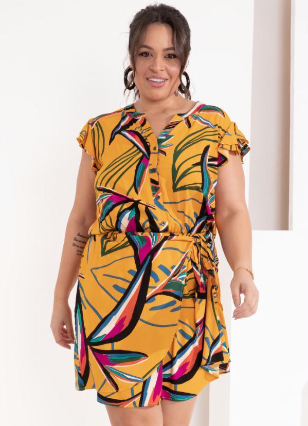 Outlet - Vestido Floral Vibrante com Sobreposição 8