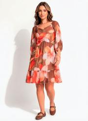 Vestido Floral Vintage em Tule Estampado