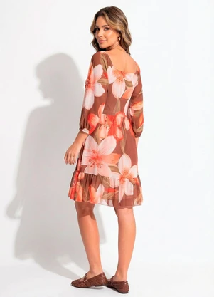 Quintess - Vestido Floral Vintage em Tule Estampado - QUINTESS