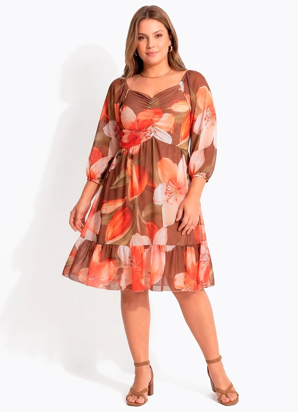 Quintess - Vestido Floral Vintage em Tule Estampado 9