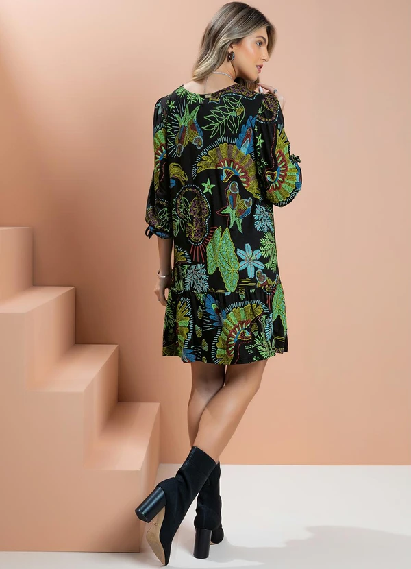 Quintess - Vestido Floresta Preta com Babado na Barra 4