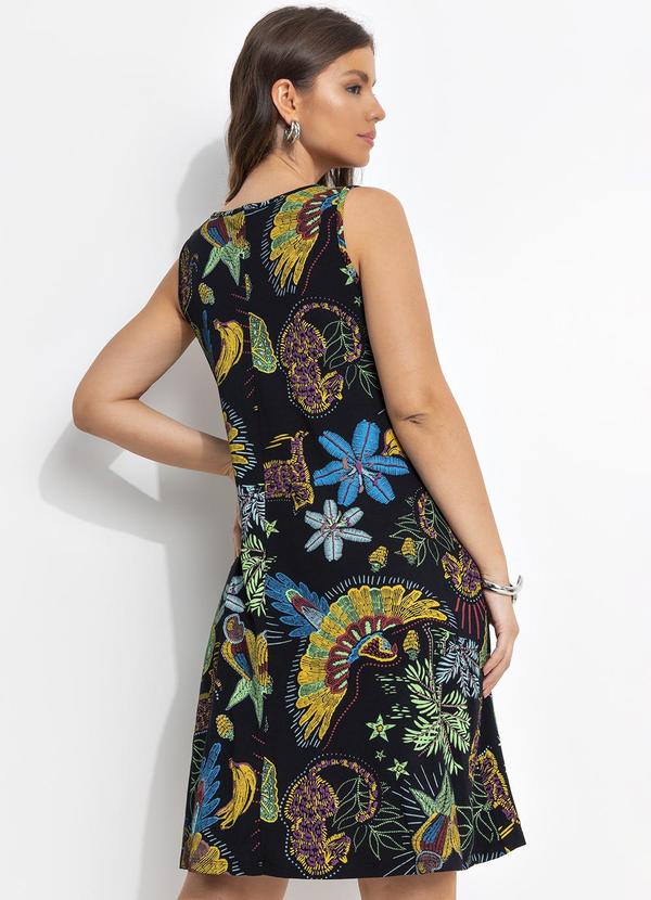 Quintess - Vestido Floresta Preta em Malha de Viscose 4