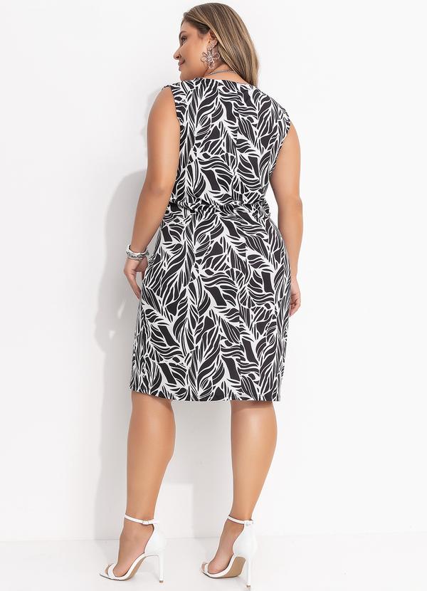 Quintess - Vestido Folhagem Abstrata em Malha Fria 10