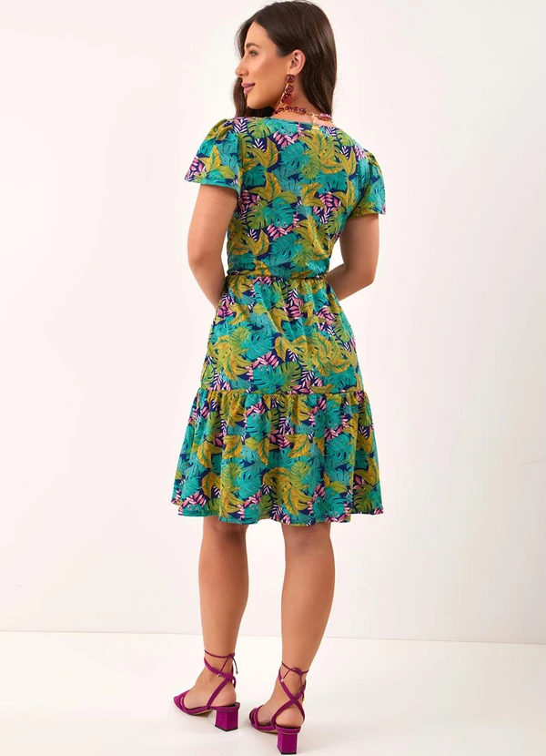 Quintess - Vestido Folhagem Amarela com Bolso e Babado 4