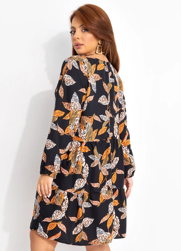 Quintess - Vestido Folhagem Animal Print em Crepe Plano 12