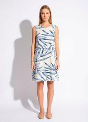 Vestido Folhagem Azul com Bolsos