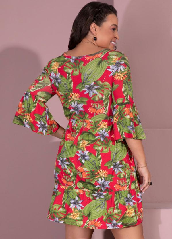 Quintess - Vestido Folhagem Azul com Franzidos 6