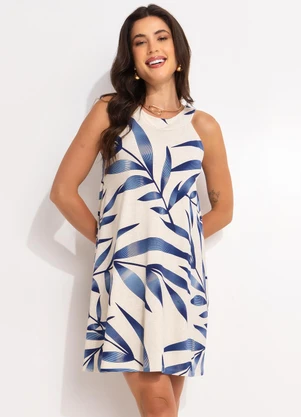 Quintess - Vestido Folhagem Azul - QUINTESS