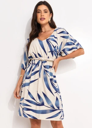 Quintess - Vestido Folhagem Azul - QUINTESS