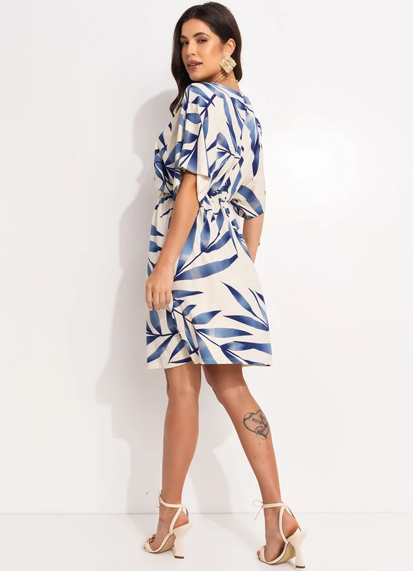 Quintess - Vestido Folhagem Azul