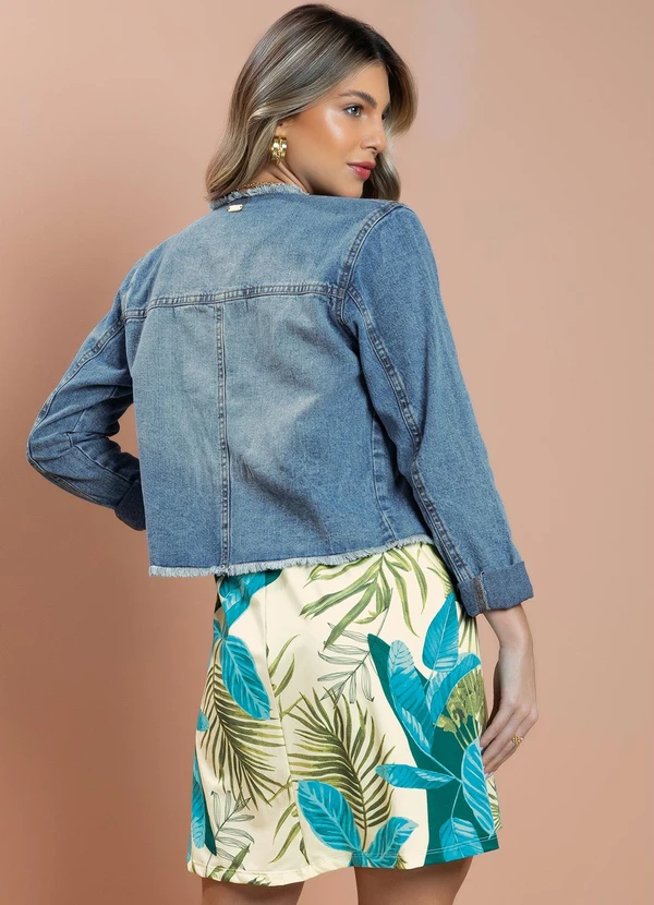 Quintess - Vestido Folhagem Bege em Malha Fria 2