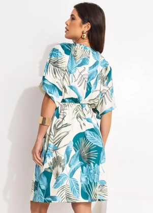 Quintess - Vestido Folhagem Bege em Malha Fria - QUINTESS