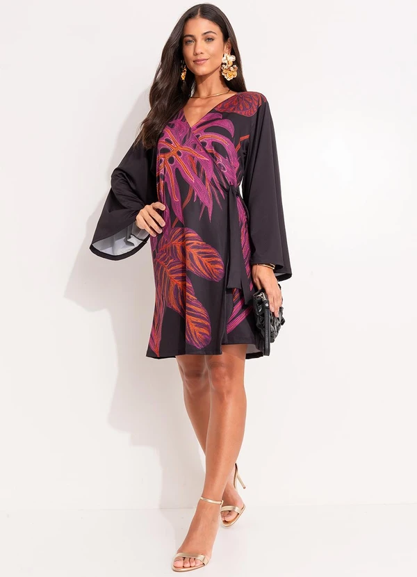 Quintess - Vestido Folhagem Bordada Localizada em Malha Fri