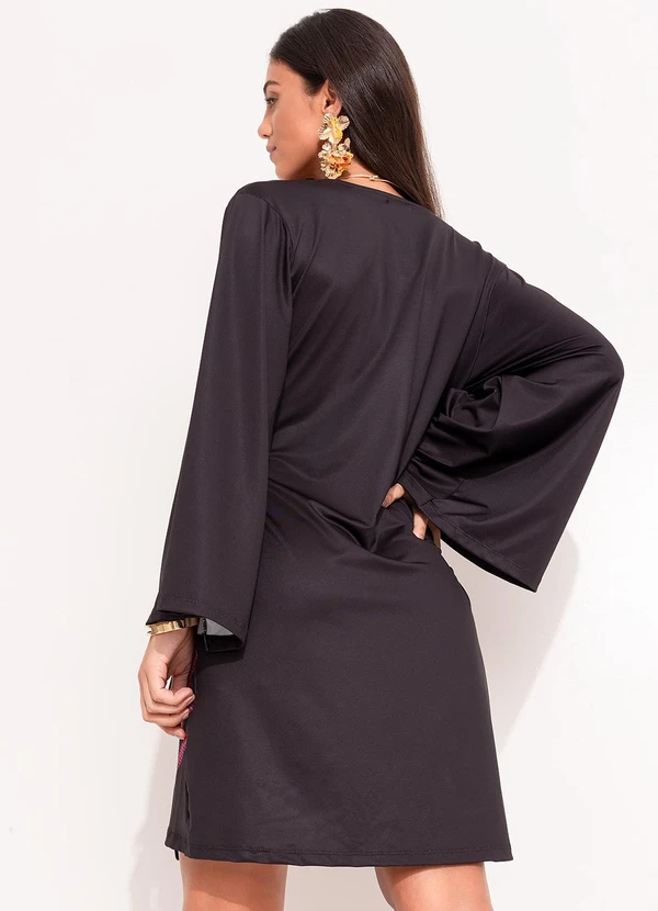 Quintess - Vestido Folhagem Bordada Localizada em Malha Fri 2