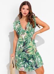 Vestido Folhagem Color em Malha de Viscose