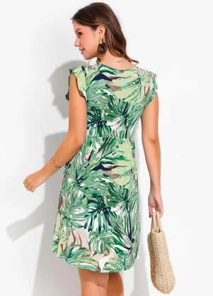 Quintess - Vestido Folhagem Color em Malha de Viscose - QUINTESS