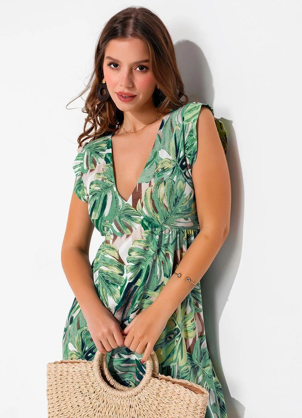 Quintess - Vestido Folhagem Color em Malha de Viscose 5