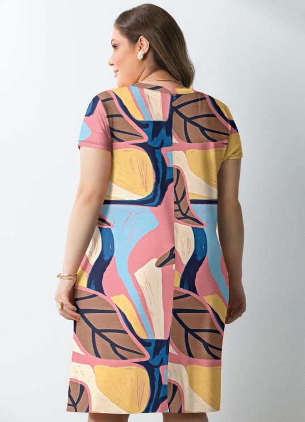 Quintess - Vestido Folhagem Geométrica em Malha de Viscose 3