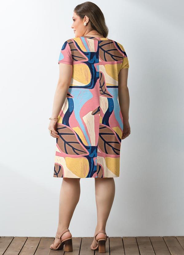 Quintess - Vestido Folhagem Geométrica em Malha de Viscose 5